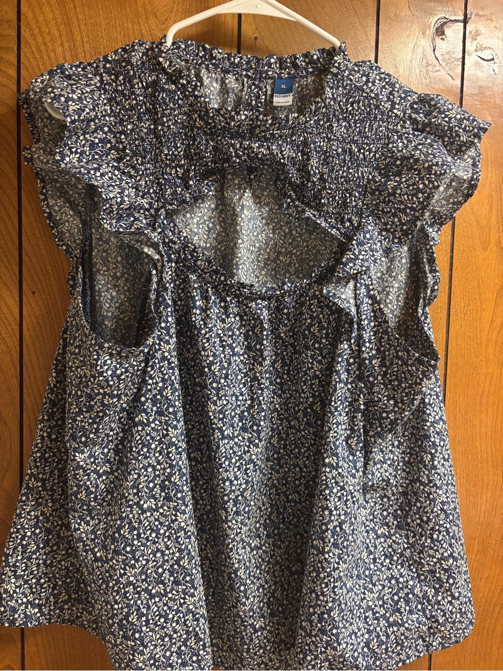 Old navy Blue Floral Ruffle Sleeve Women's Top
